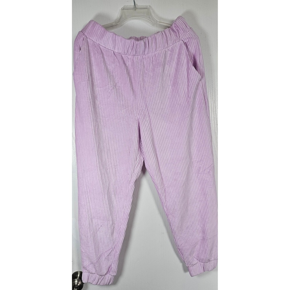 A New Day Lavender Purple Corduroy Joggers Elastic Waist Pants Womens Medium